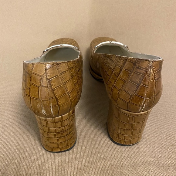 Coca by Maraolo Brown Crocodile Embossed Leather Print Platform Size 10 Classic - Picture 6 of 11